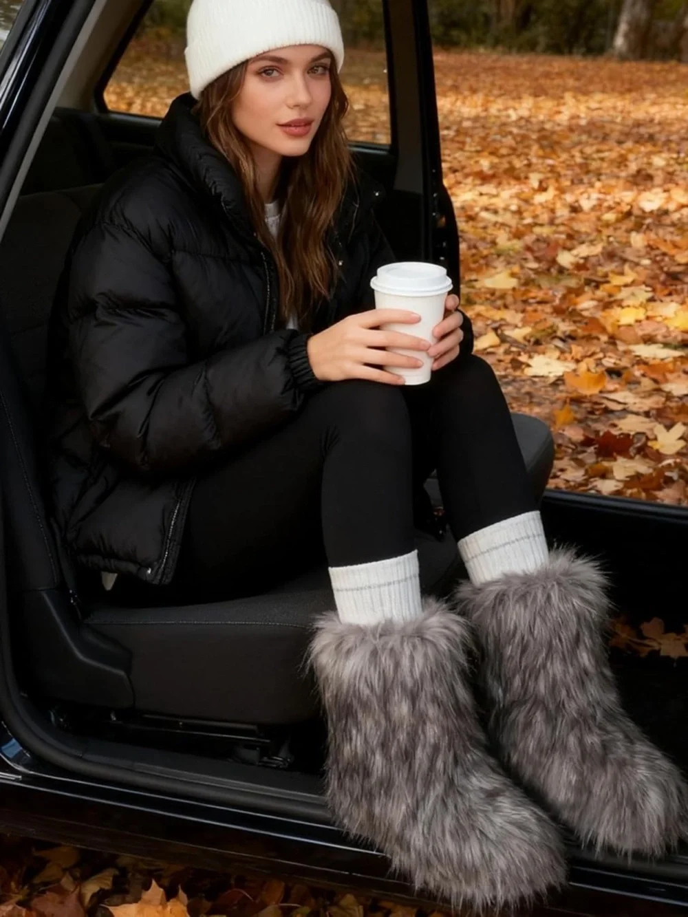 Cozy Gray Faux Fur Boots
